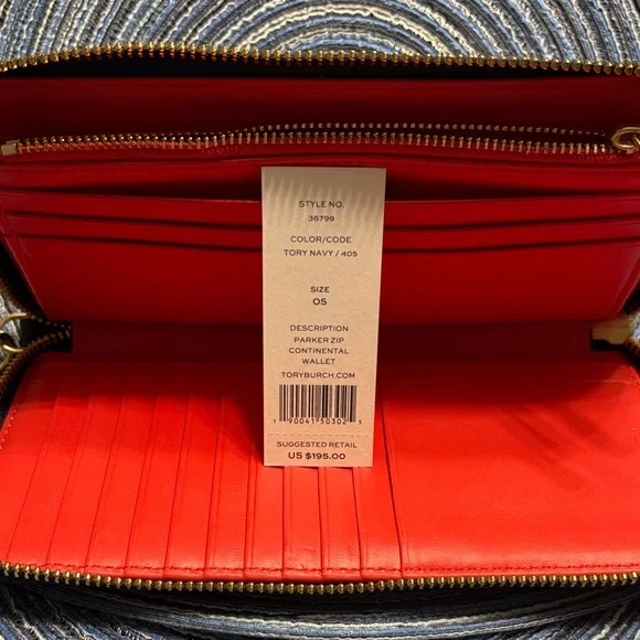 Tory Burch Navy Blue Wristlet with Gold Emblem - Picture 4 of 6